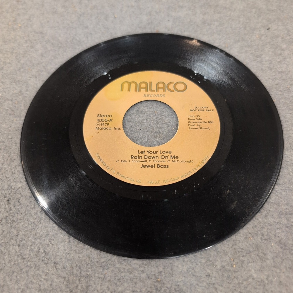 Jewel Bass Let Your Love Rain Down On Me 7" Vinyl 45 Malaco 1055-A DJ Copy 1979 - Picture 4 of 4